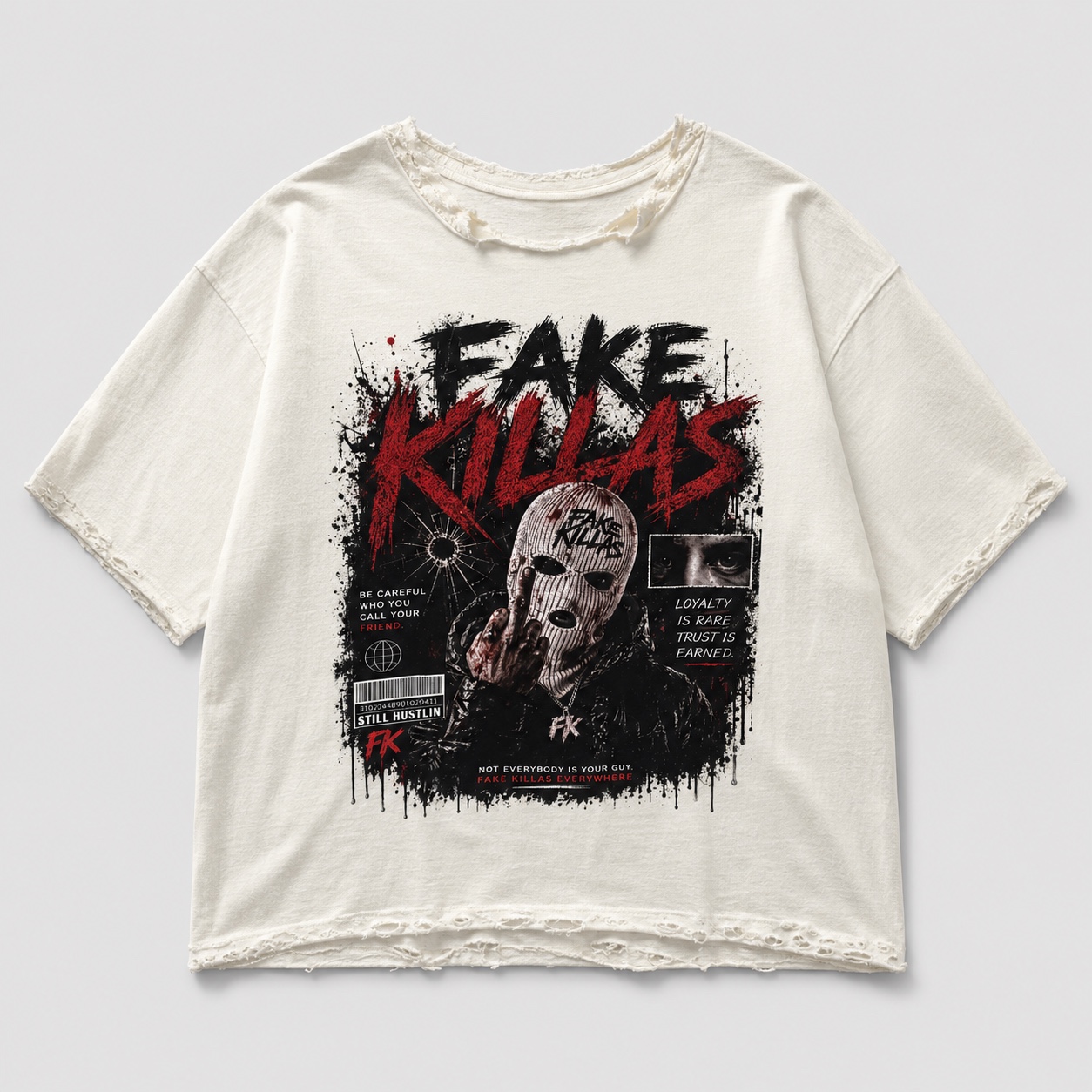 Fake Killas Oversized Tee — Red in off-white